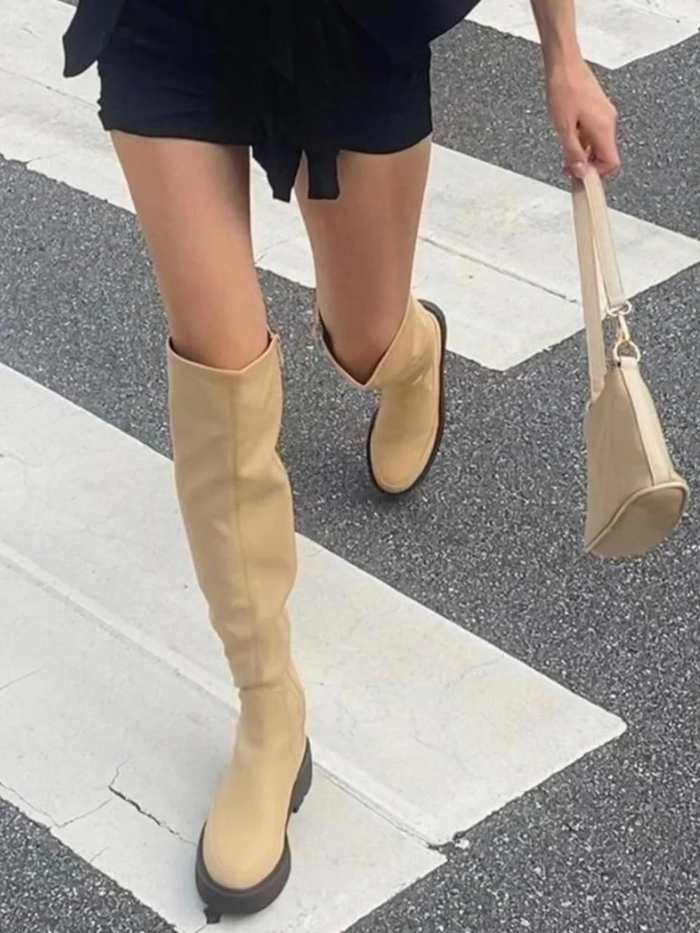 Franco Sarto Janna Cream Over The Knee Platform Boots Size 8